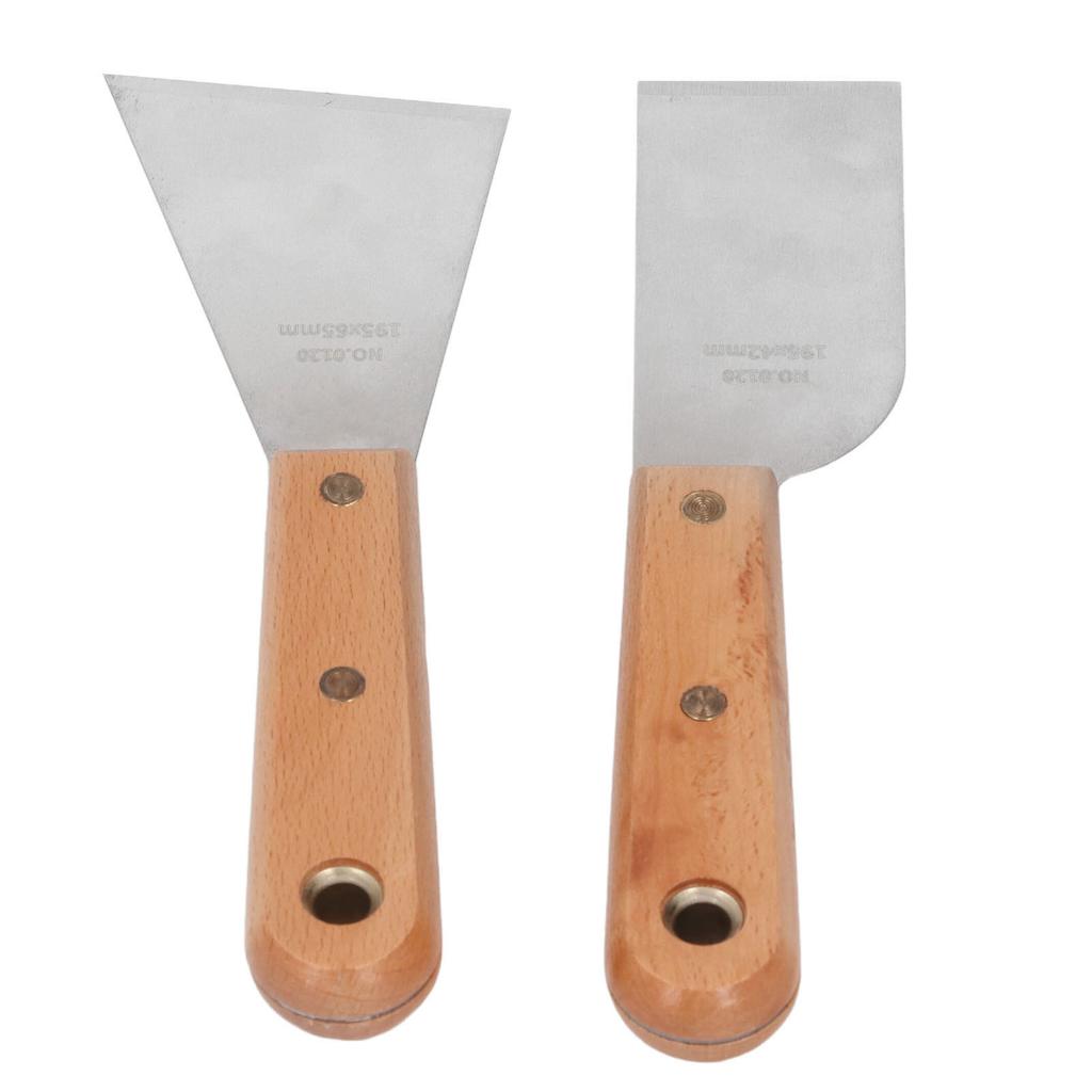 2Pcs Putty Scraper Stainless Steel Paint Scraper Set with Wood Handle Engraving Spackle Drywall