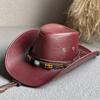 Leather Drawstring Big Brim Travel Climbing Mountain Women Cap Fisherman Hat Bucket Cap Cowboy Hat