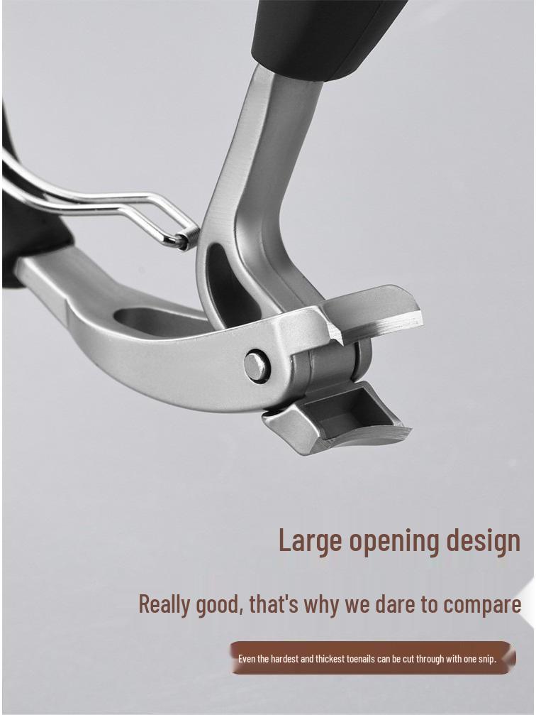 Anti-Splash Bent Head Nail Clippers: Large Opening for Thick, Hard Nails - Home Manicure Tool