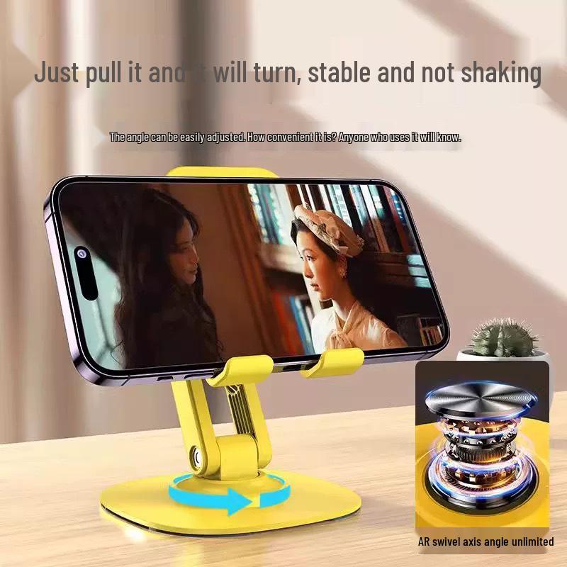 All-Metal Rotating Mobile Phone and Tablet Holder – Portable, Foldable, Multi-functional Desktop Stand