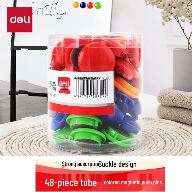 

Deli 8725 Mixed Color Magnetic Push Pins (2 Tubes)
