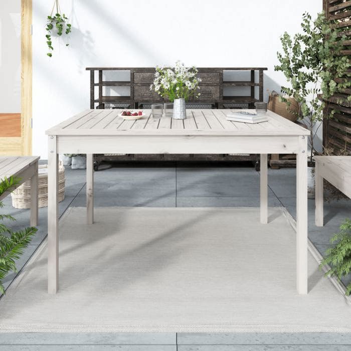 VidaXL Table de jardin blanc 121x82,5x76 cm bois massif de pin 823970