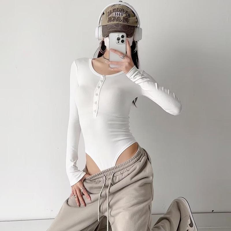 Perfekt sitzendes Schlankmachendes Langarm-Body-Top für Frühling/Sommer