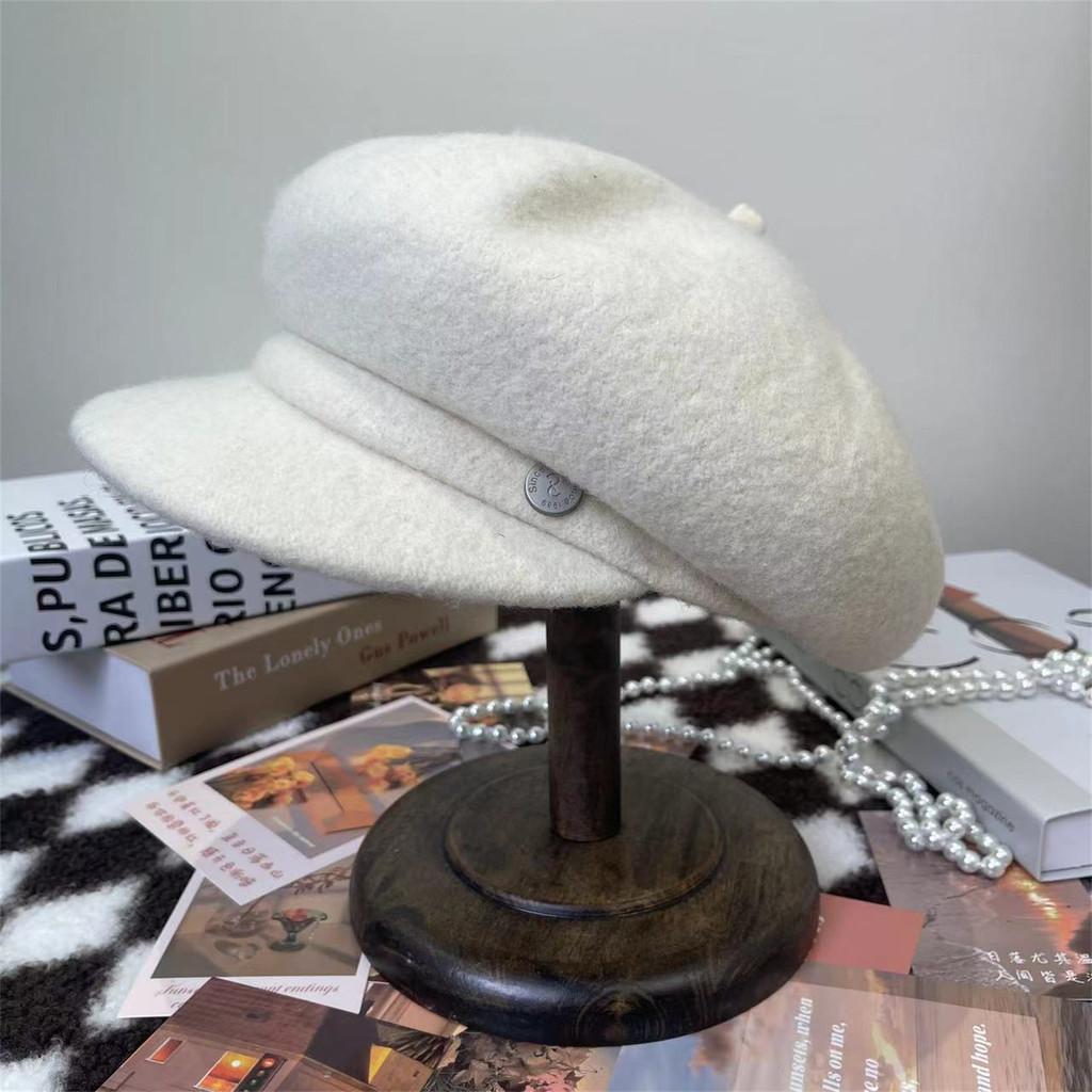 Woll-Barett für Damen Herbst Winter Vintage Gestrickt Warmes Modeaccessoire