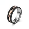 New Trendy 8mm Stainless Steel Double-color Ring for Men Silver Rose Gold Ring Punk Jewelry