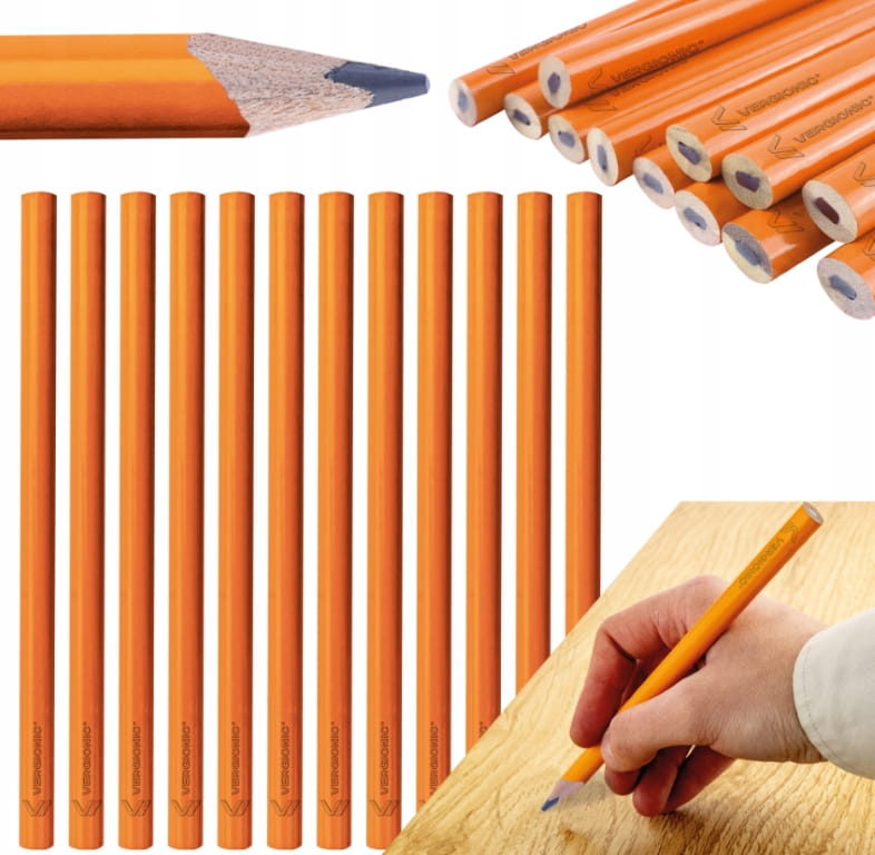 Set of 12 construction pencils 18cm carpentry