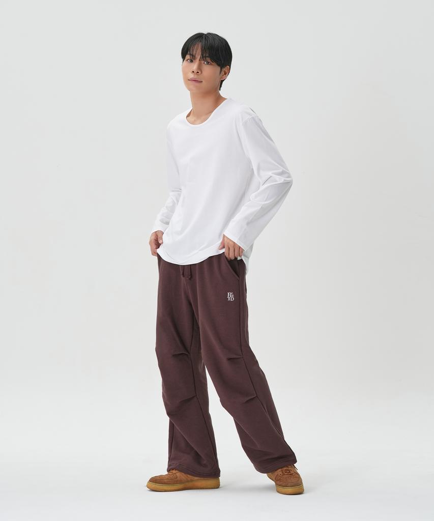 Bibeodeu Pintuck Wide Sweatpants [Brown]