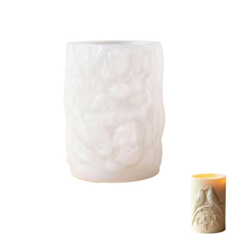 Bird Carving Silicone Molds Cylindrical Silicone Candle Molds For Handmade Candle And Soap Chocolate Making Epoxy Resin