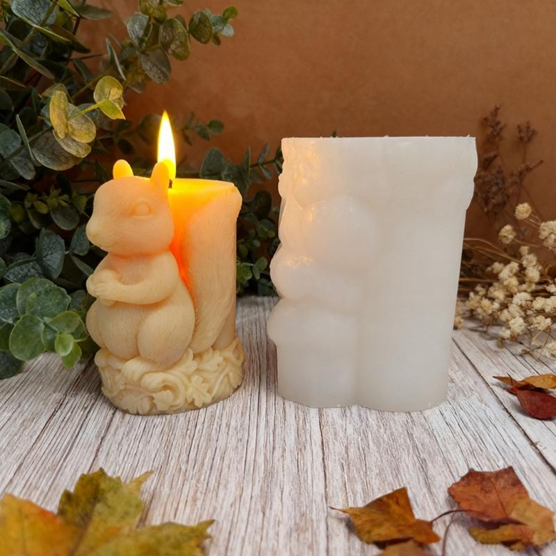Squirrel Figurine Silicone Mold Animal Candle Silicone Mould for Epoxy Resin Making Candle Soap Festival Decoration