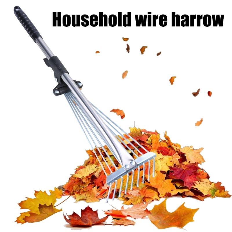 Telescopic Metal Rake Adjustable Garden Leaf Rake Camp Rake Expandable Metal Rake for Gardens Flower Beds Garden Rake
