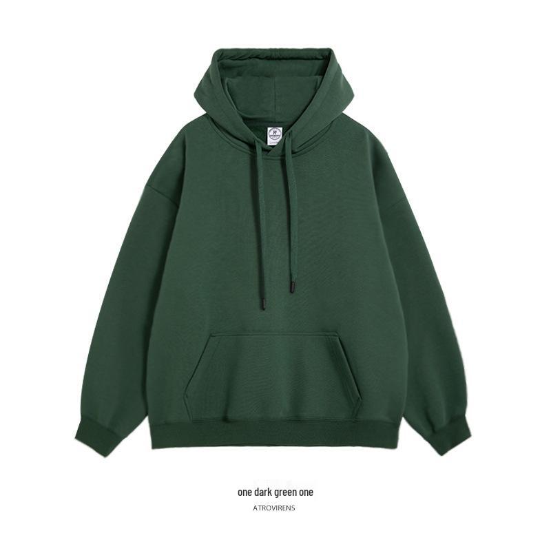 Unisex Drop Shoulder Solid Color Hoodie Pullover - Spring & Autumn Long Sleeve Sweatshirt