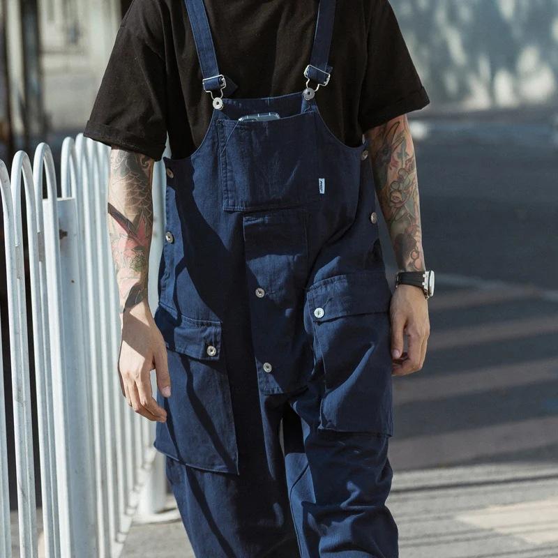 Men'S Casual One-Piece Overalls, Men'S Workwear Pants, Trendy Brand Workers' Work Clothes, Loose Suspender Pants