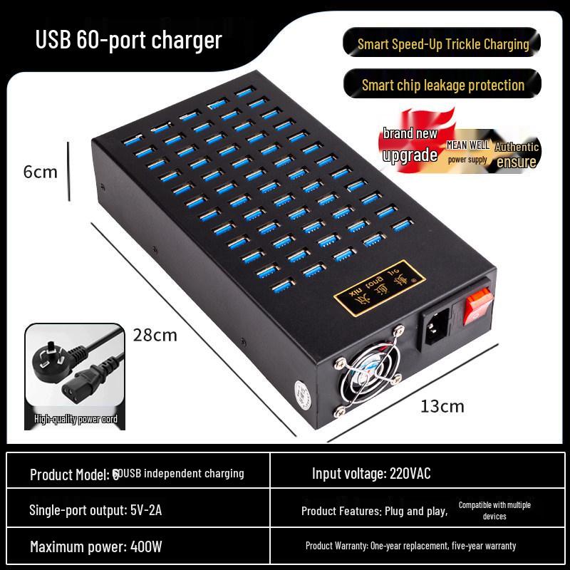 Multi-Port USB Charger: 10/20/30/40 Ports for Android - Universal School Charging Station