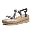 Summer Women Sandals Pvc Crystal Flower Decoration Chunky Heel Peep Toe Back Strap Elastic Band Elegant Fashion Shoes Ladies