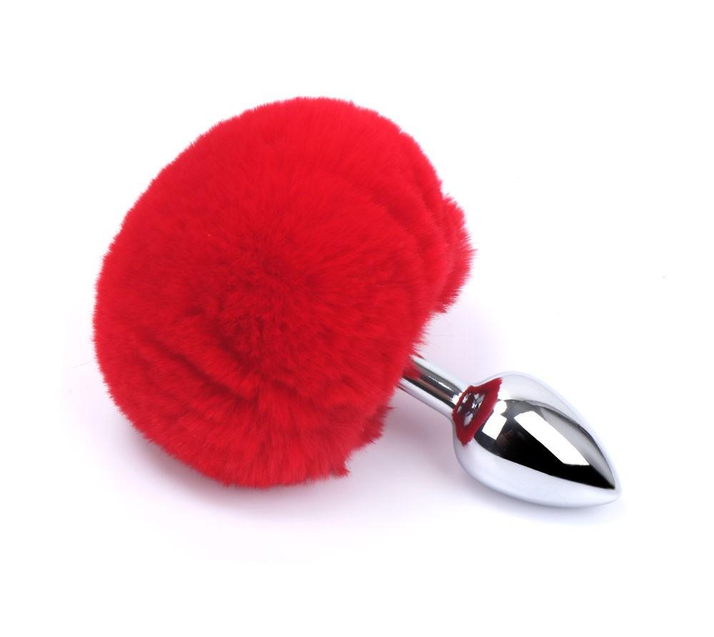 Aluminium Anal Plug With Red Pompom Size S Ry 001+Mpj 018 Red