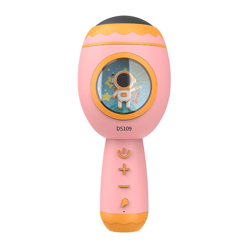 Microfono Bluetooth Wireless Mini Microfono Cartone Animato Altoparlante Microfono Tutto-in-uno Cambia Voce Altoparlante Luce Colorata Portatile Casa KTV