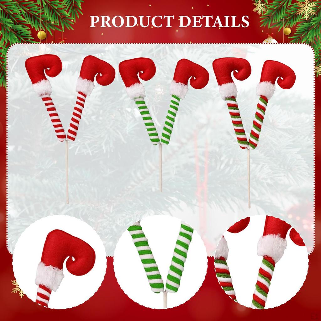3x Noga Elfa Ozdoby na Choinkę Stopy Wewnętrzne Zewnętrzne Wypchane Nakładki na Zimę