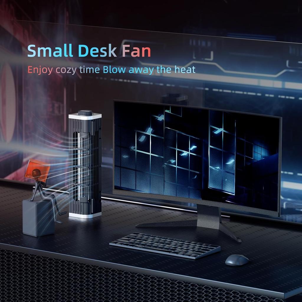 OImaster Laptop Cooler with Adjustable Stand, Laptop Cooling Pad 3-Speed Adjustable Small Desk Fan, USB Multi Function Laptop Cross-Flow Turbine