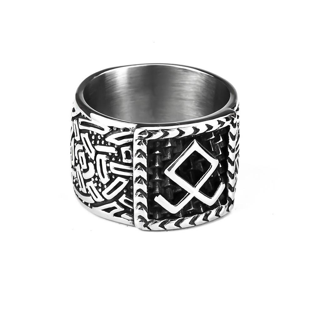 

Mens Titanium Steel Viking Rune Ring Retro Rustproof Stainless Steel Band Norse Jewelry for Men no. 9