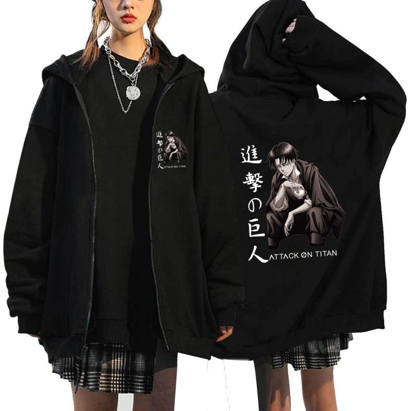 Anime Attack On Titan Printed Zip-Up Hoodie Unisex Casual Sportswear Long Sleeve Sweatshirt