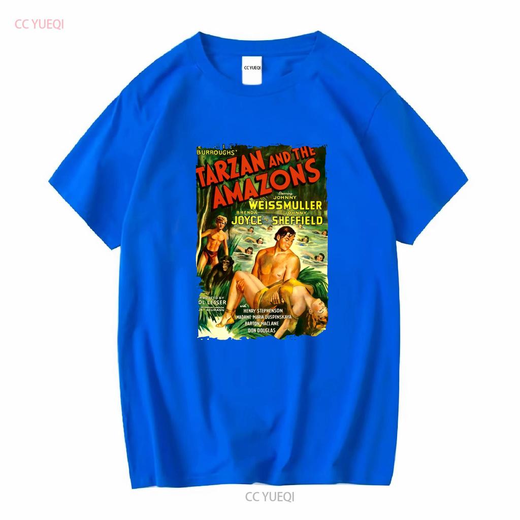 Tarzan And The Amazons 40s Action Adventure Movie T Shirt Long or Short Sleeves Vintage Washed Designer Clothes Fashion