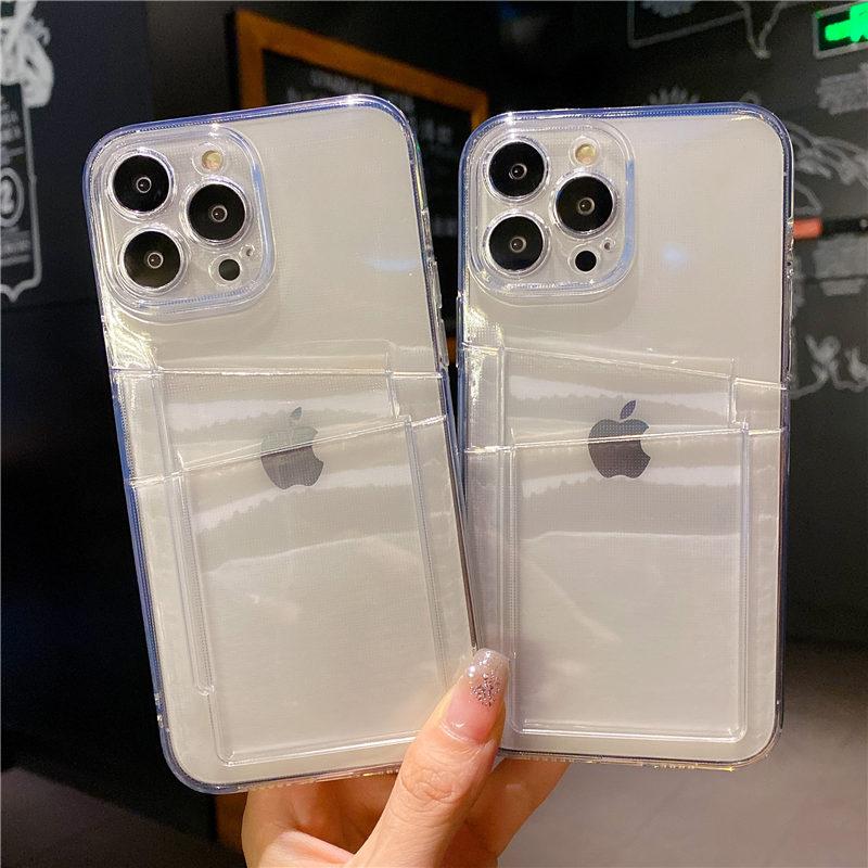 Transparent Card Bag Phone Case For Iphone 14 13 12 11 Pro Max Xr Xs X 13pro Max 14 Pro Maxclear Soft Tpu Wallet Back Cover