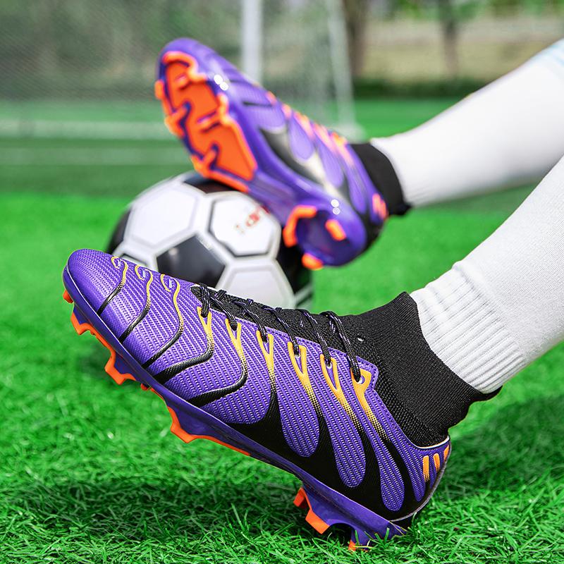 Herren High-Top-Fußballschuhe Große Größe Lange Nägel Leder Jungen Fußballschuhe Nageln Anti-Rutsch-Fußballschuhe