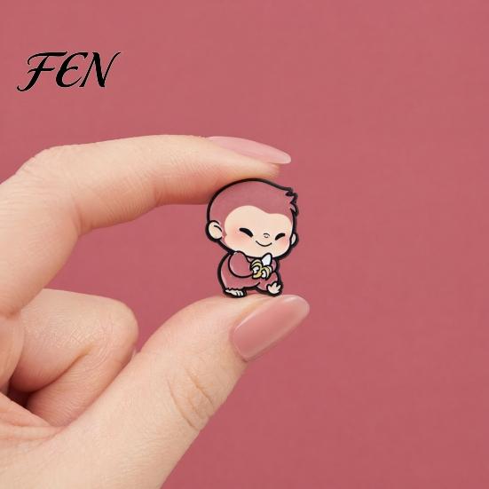 Animal Brooch Pin, Enamel Monkey Design Lapel Bright Color Outfit Badge with Childlike Pin Standard Safety Lightweight Accessory for Clothes Bags Hats