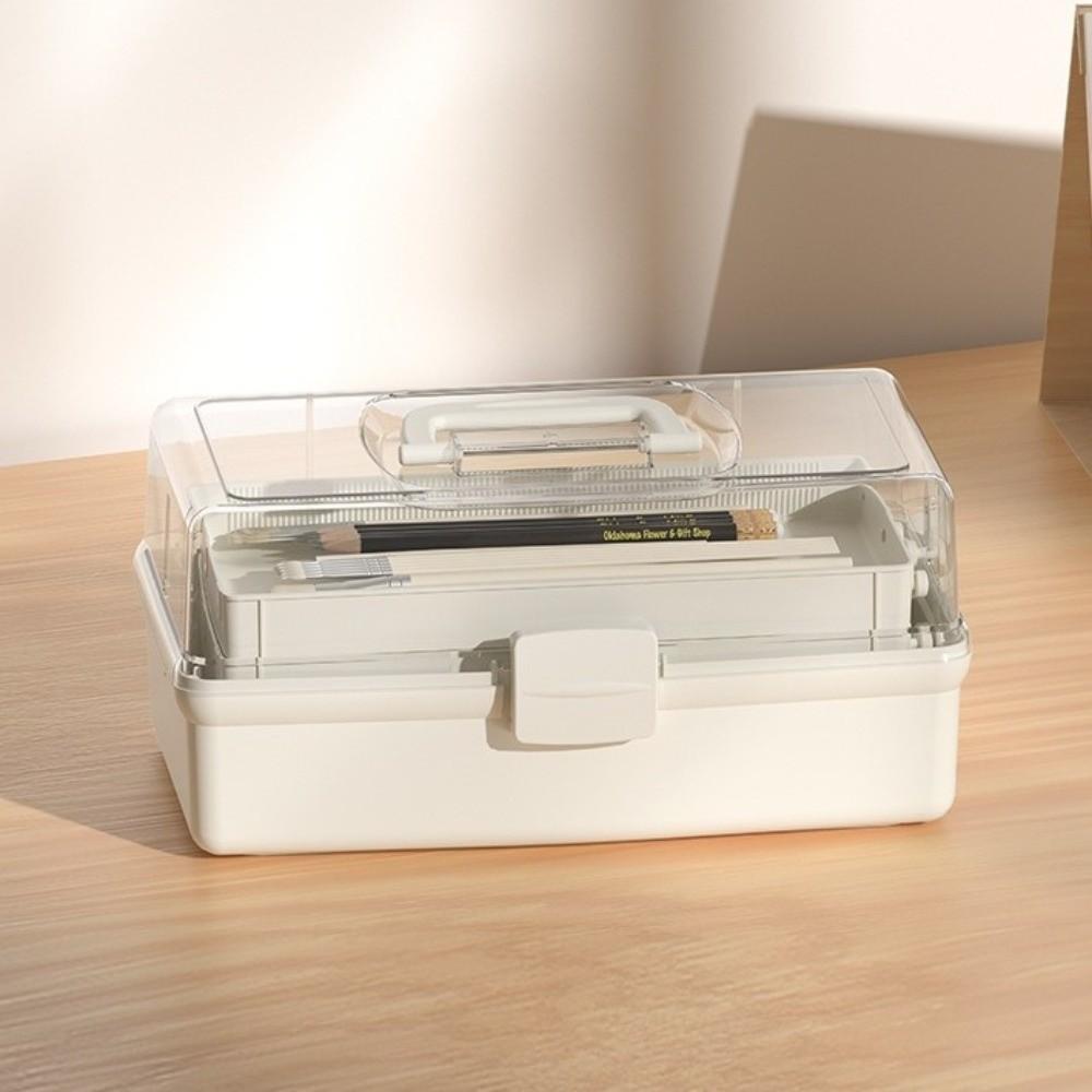 Portable 3 Layer Storage Box Clear Tackle Box Fishing Gear Art Craft Organizer  Bead Storage