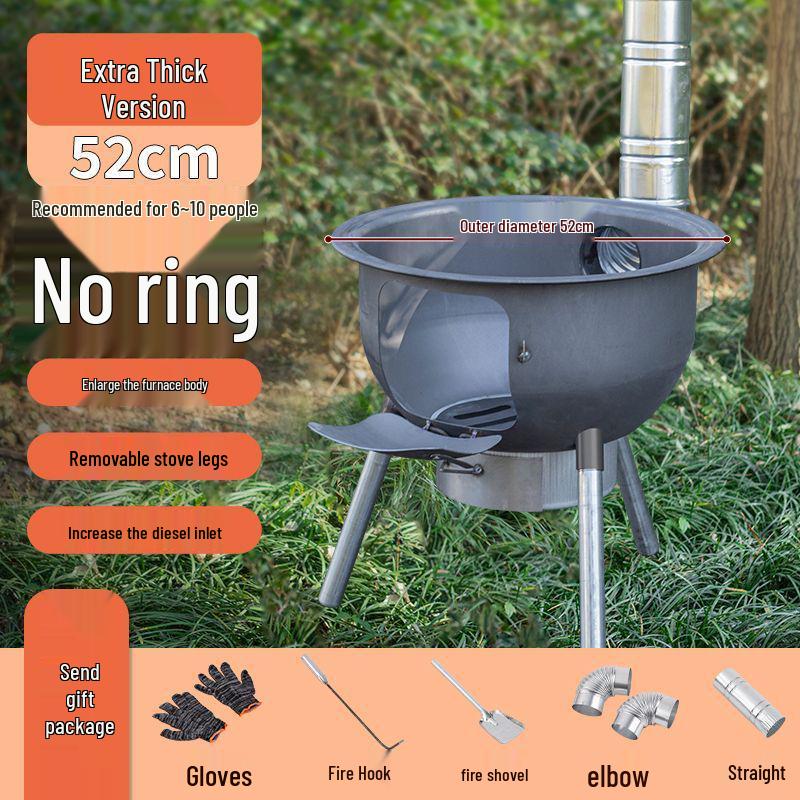 Portable Outdoor Iron Wood-Burning Stove for Rural Households