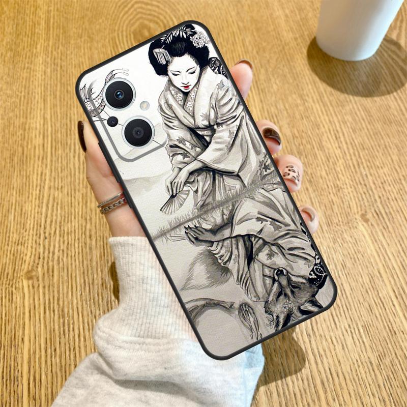 Japanese Geisha Funda For OPPO Reno 7 8 Lite 14 F 13F 12F 11F 13 12 11 10 Pro OPPO Find X9 X8 X6 X5 Pro Case