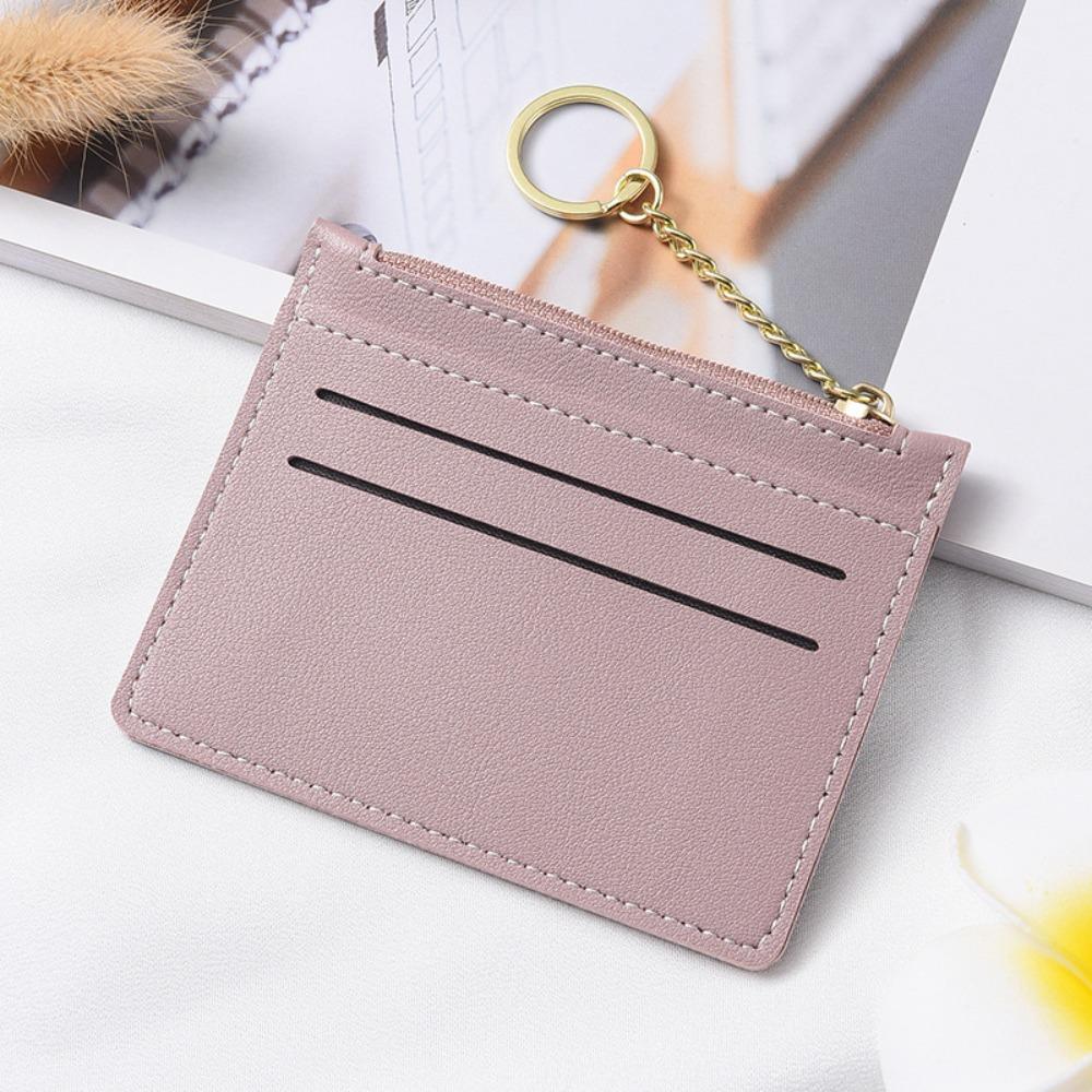 Thin Leather Coin Purse Solid Color Leather Short Wallets Vintage ID Credit Card Holder Daily