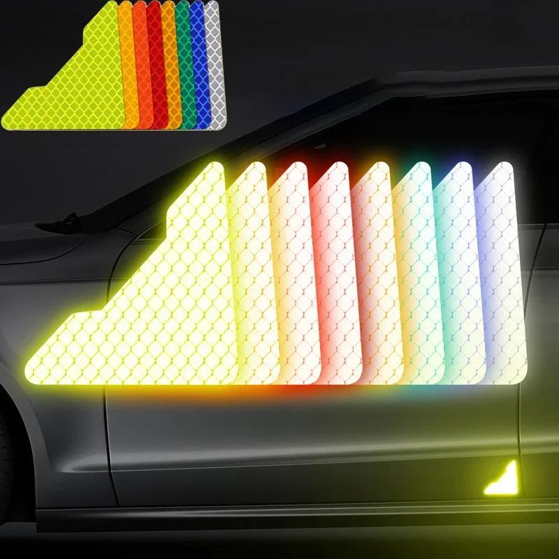 8PCS Car Door Stickers Universal Safety Warning Mark OPEN High Reflective Tape for Auto Accessories Exterior Bike Helmet Safety