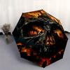 1pc Fiery Skull-Shaped Fortress Pattern Beautiful Looking Automatic Folding Umbrella, 3 Folding, 8 Iron Frame Design, Durable and Suitable for Tr