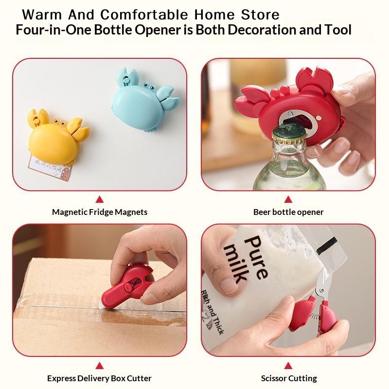 Creative Crab Claw Multi-functional Stainless Steel Bottle Opener with Magnetic Fridge Mount for Kitchen And Bar Decor
