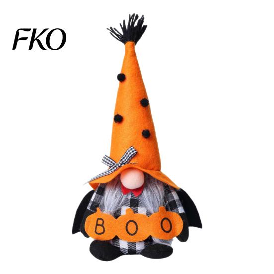 Holiday Gnome Decoration Halloween Plush Decoration, Spooky Orange Black Boo Pumpkin Swedish Tomte Decorative Toys Figurine, Elf Dwarf Ornaments