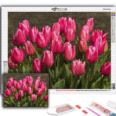 Pittura Diamante 5D Fiori Tulipani Ricamo Diamante Fai da Te Strass Decorazione Casa