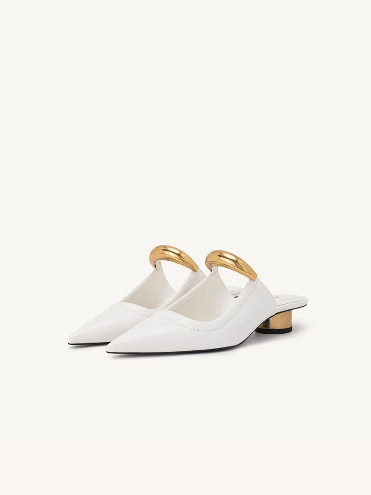 New Female Slippers French Pointy Single Shoes Wearing Baobao Slippers Female Summer Small Heel Women's Shoes