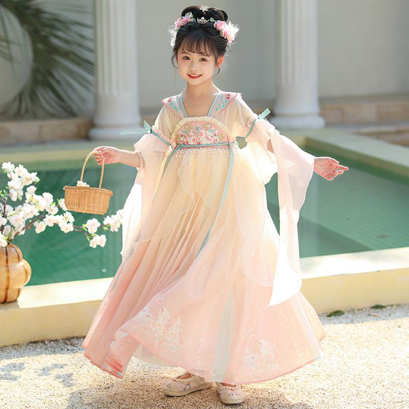 2025 Spring Hanfu: Ancient Style Fairy Tang Suit Dress for Little Girls