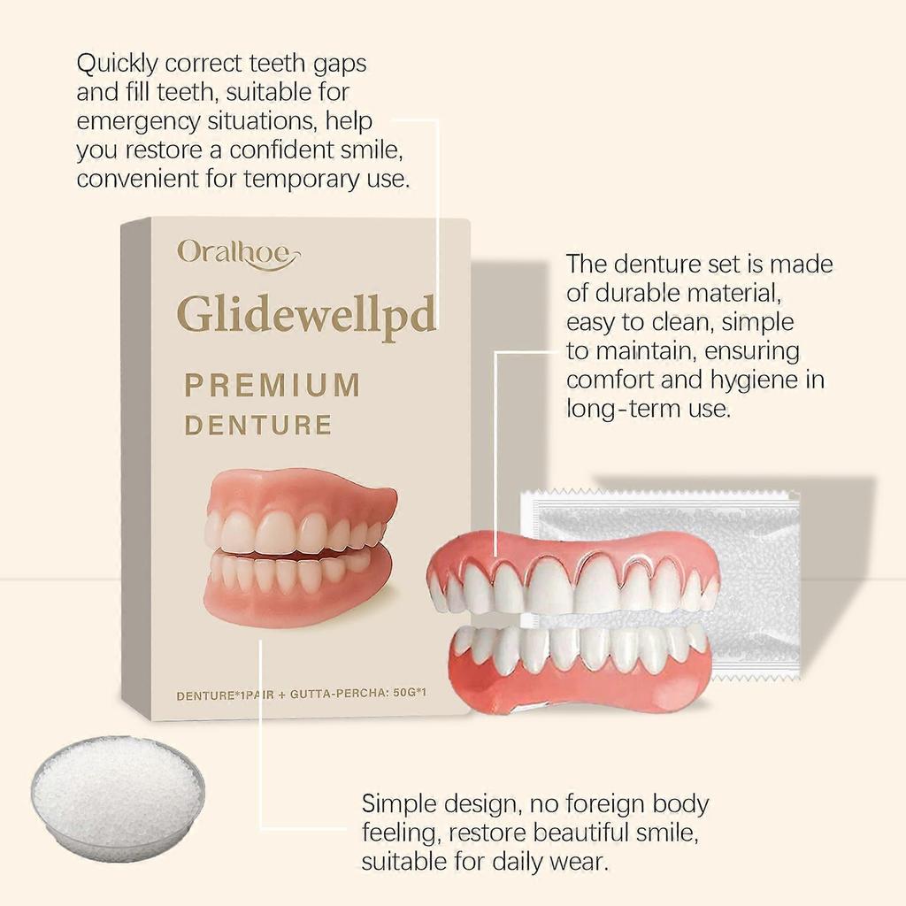 Limited time!!Oralhoe Silicone Denture Set: Beautiful Teeth, Enhanced Smile, Comfortable Material Denture Care Set