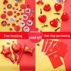National Day Patriotic Gift Set: Red Flag Heart Hair Clip, Headband, Badge, Face Stickers, QR Code.