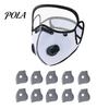 Kohlefilter Staubmaske Wiederverwendbar mit Verstellbarer Schutzbrille, 6-lagiges Gesicht 10 Filter, Atemschutzventil, Augenschutzfilter