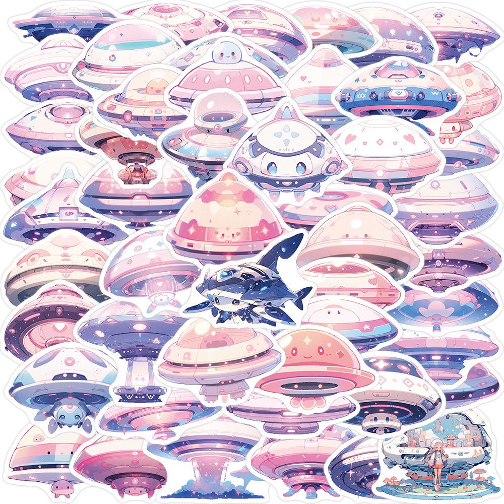50 Cartoon Colorful UFO Doodle Stickers Personalized Decorative Guitar Notebook Suitcase DIY Waterproof