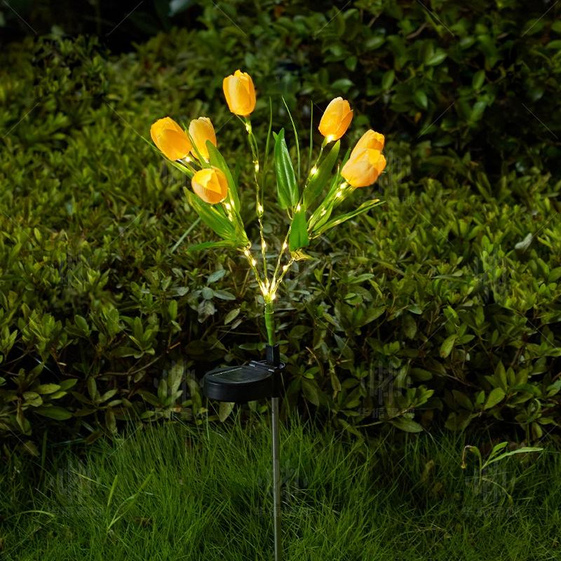 Realistic Solar Tulip Flower Lights 7 Heads LED Garden Stake Landscape Lamp Waterproof for Garden Balcony Yard Pathway Decor