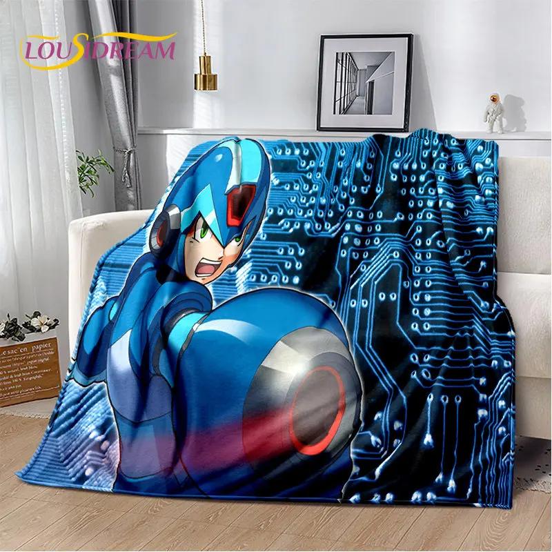 Rockman Megaman Game Cartoon Soft Plush Blanket,Flannel Blanket Throw Blanket for Living Room Bedroom Bed Sofa Picnic Cover Kids