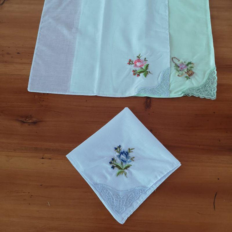

Embroidery Lace Corner Handkerchief Pure Cotton Handkerchief Cotton Women s Chinese Ancient Style Handkerchief Sweat Wiping Small Square Towel Tide Gentile Flower Blue