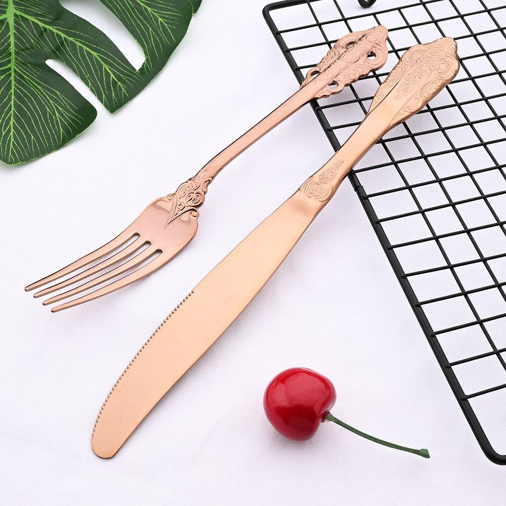 Купить Ретро Розовое золото Посуда Столовое серебро Набор 304 ...