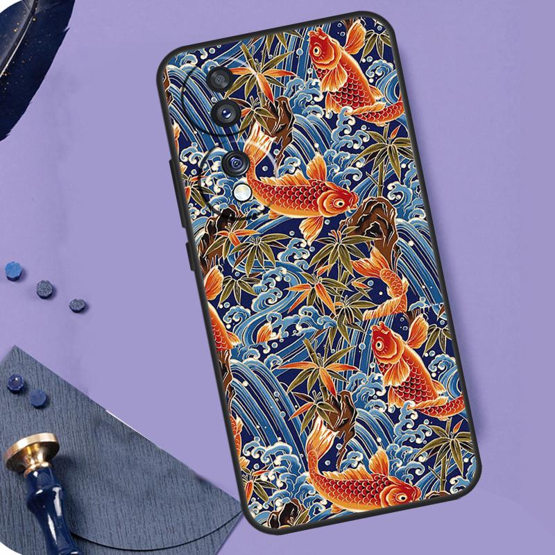 Tattoo Japanese Koi Dragon Wave For Honor X8a X9a X6a X7a X6 X7 X8 X9 X8b X9b Honor Magic 6 Pro 50 70 90 Magic 5 Lite Case