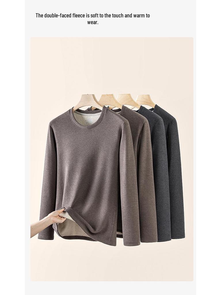 2025 Men's Extra Thick Mulberry Silk & Wool Fleece-Lined Warm Underwear Set for Autumn/Winter