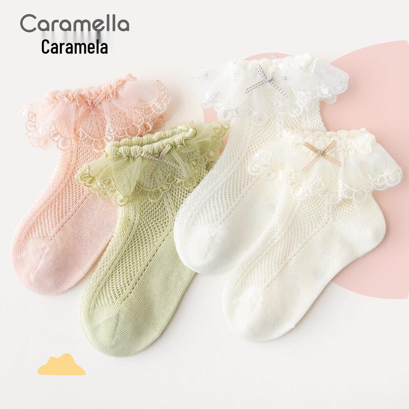 Детские хлопковые носки до щиколотки Caramella с кружевной отделкой, дышащие M